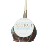 Gold Blue Stripes Merci Beaucoup  Cake Pop Favors (Front)