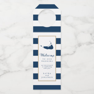 Gold Blue Stripes Nantucket Wedding Favor Hanger