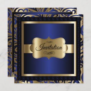 Gold & Blue Swirl Pattern Party Template