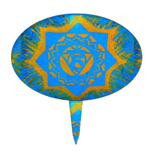 gold blue tantric symbol cake topper