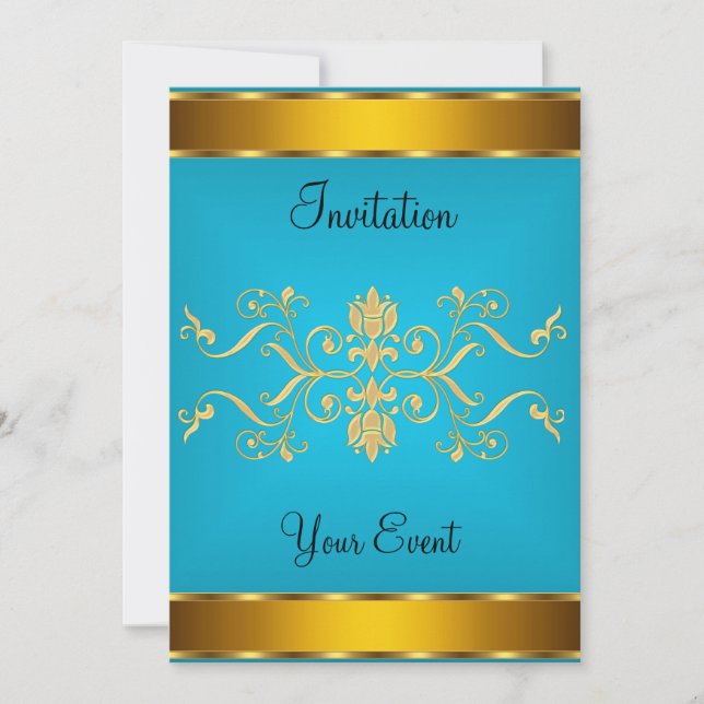 Gold Blueish color Party Invitation (Front)
