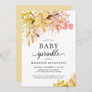 Gold Blush Autumn Botanical Baby Sprinkle Invitation