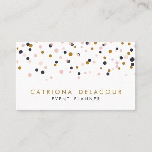Customizable Gold & Blush Confetti Dots Business Card