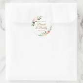 Gold Blush Floral Brunch And Bubbly Classic Round Sticker (Bag)