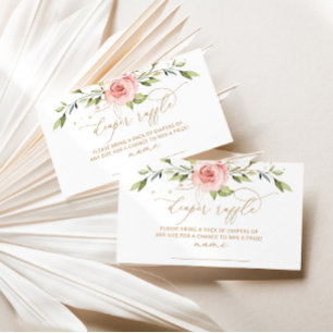 Gold blush floral diaper raffle ticket enclosure card