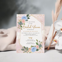 Gold Blush Floral Geometric Modern Bridal Shower Invitation