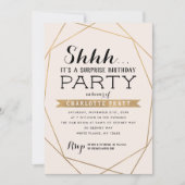 Gold Blush Geometric Shh Surprise Birthday Party Invitation (Front)