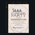 Gold Blush Geometric Shh Surprise Birthday Party Invitation<br><div class="desc">This chic and stylish Surprise Birthday Party invitation features an elegant faux gold geometric frame with modern typography that is great for any age. Customizable background color. Personalize with your details using the text template fields provided. For an even more memorable invitation select a die-cut shape, textured paper or a...</div>