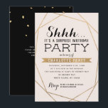 Gold Blush Geometric Shh Surprise Birthday Party Invitation<br><div class="desc">This chic and stylish Surprise Birthday Party invitation features an elegant faux gold geometric frame with modern typography that is great for any age. Customizable background color. Personalize with your details using the text template fields provided. For an even more memorable invitation select a die-cut shape, textured paper or a...</div>