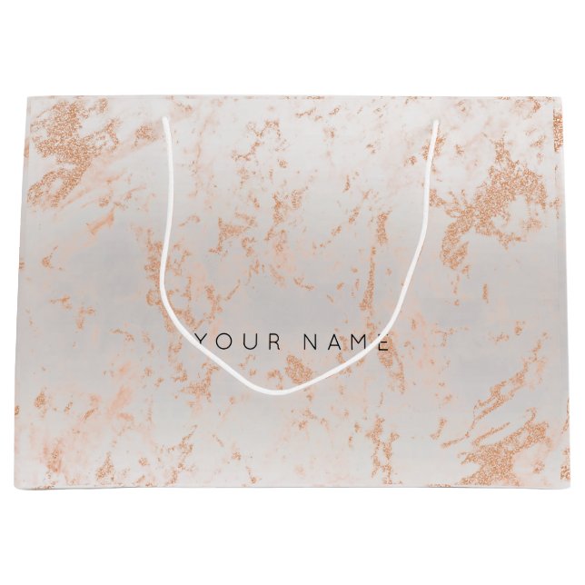 Gold Blush Marble Metallic Gift Gray Silver Peach Large Gift Bag (Front)
