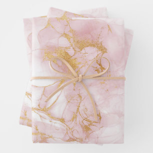Gold Blush Marble Wrapping Paper Sheets