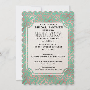 Gold Blush Mint Leopard Print Bridal Shower Invitation