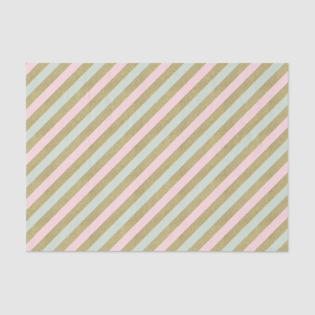 Gold Blush Mint Striped Celebration Tissue Tissue Paper (Front)