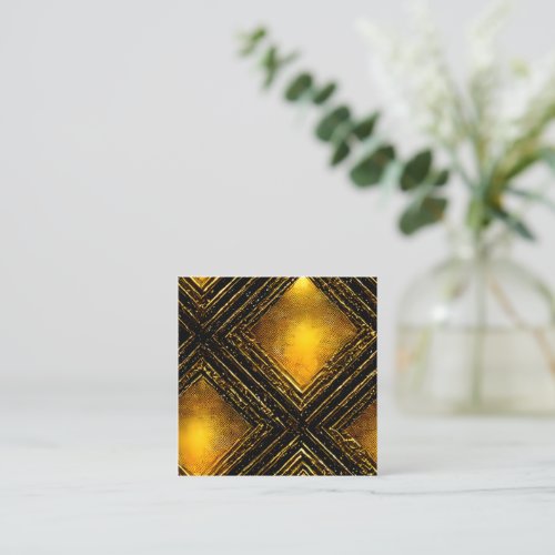 Gold Blush Navy Delicate Stained Glass Quartz Patt Square Business Card