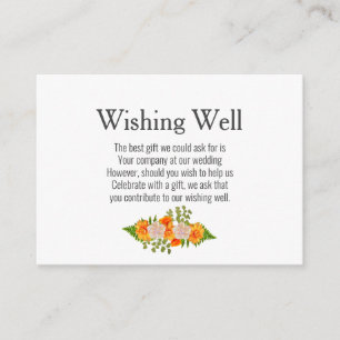 Gold Blush Orange Floral Wedding Wishing Well Enclosure Card