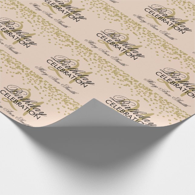 Gold Blush Pink 21st Birthday Glitter Confetti Wrapping Paper (Corner)