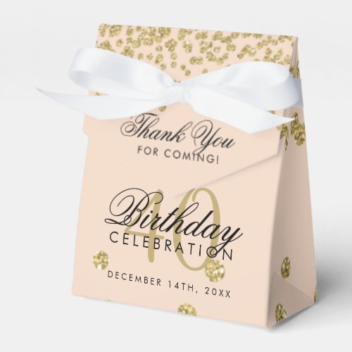 Gold Blush Pink 40th Birthday Thank You Confetti Favor Boxes