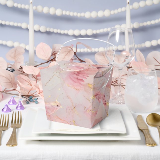 Gold Blush Pink Birds Baby Shower Favor Boxes (Wedding)