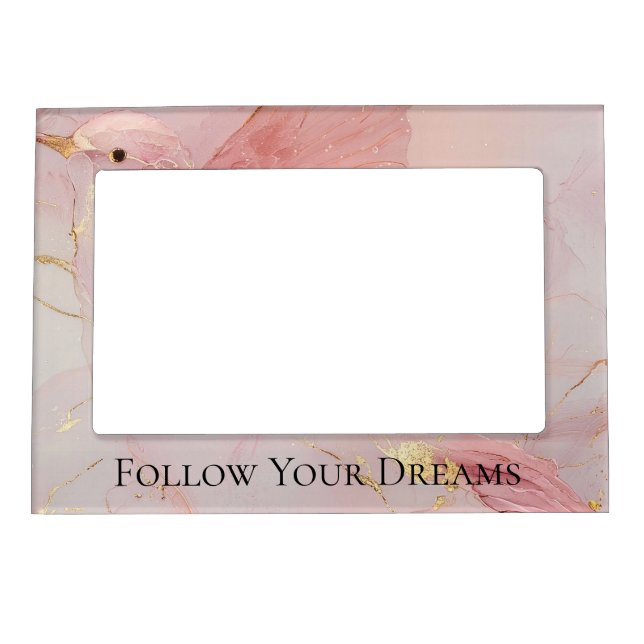 Gold Blush Pink Birds Baby Shower Magnetic Frame (Front)