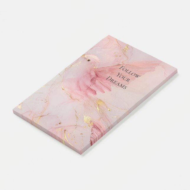 Gold Blush Pink Birds Baby Shower Post-it Notes (Angled)