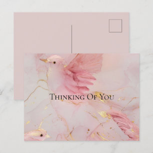 Gold Blush Pink Birds Baby Shower Postcard