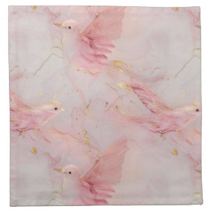 Gold Blush Pink Birds Cloth Napkin
