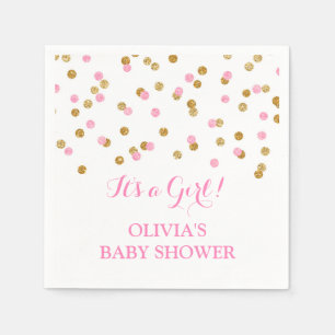 Gold Blush Pink Confetti Baby Shower Paper Napkins