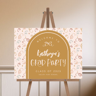 Gold Blush Pink Confetti Grad Party Welcome Sign
