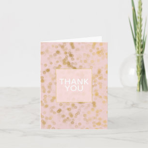 Gold Blush Pink Confetti Letterpress Thank You Card