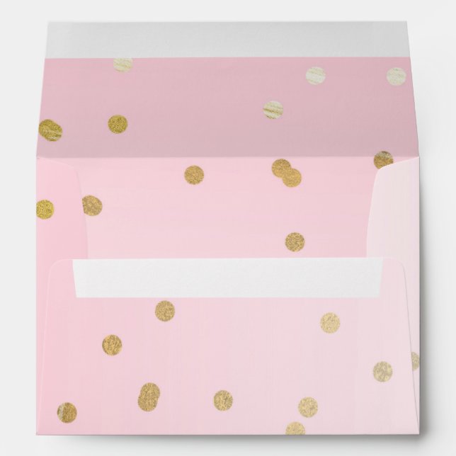 Gold & Blush Pink Confetti Modern Glam Invitation Envelope (Back (Bottom))