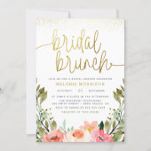 Gold Blush Pink Floral Bridal Brunch Bridal Shower Invitation (Front)