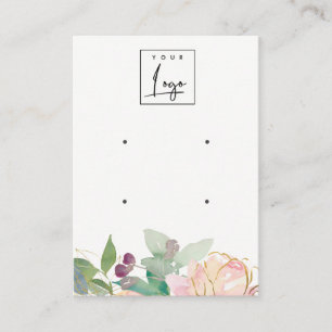 Gold Blush Pink Floral Bunch 2 Earring Display Business Card