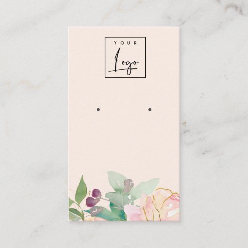 Gold Blush Pink Floral Bunch Earring Display Business Card
