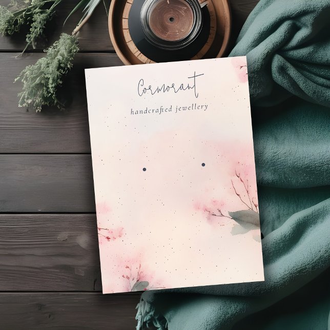 Gold Blush Pink Floral Bunch Earring Display Business Card (Creator Uploaded)