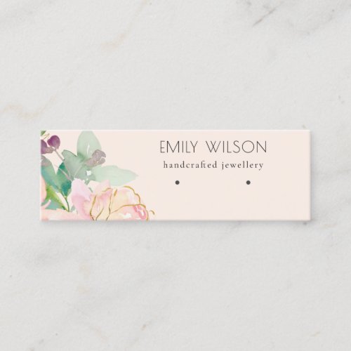 Gold Blush Pink Floral Bunch Earring Display Mini Business Card