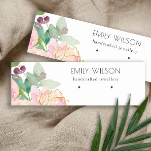Gold Blush Pink Floral Bunch Earring Display Mini Business Card