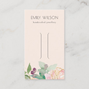 Gold Blush Pink Floral Bunch Hair Clip Display Business Card