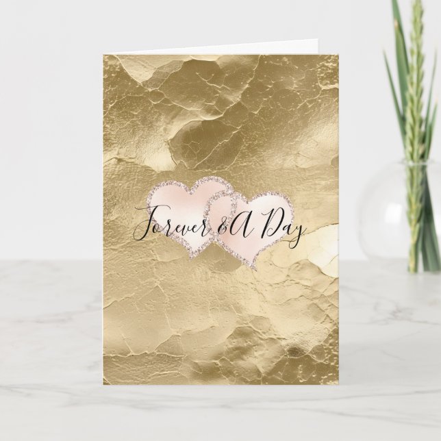 Gold Blush Pink Forever Wedding Card (Front)