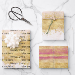 Gold Blush Pink Glam Wrapping Paper Sheets