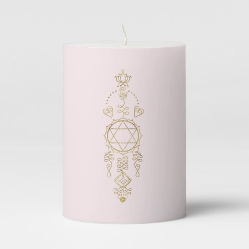  Gold Blush Pink Glitter Heart Chakra Totem Pillar Candle