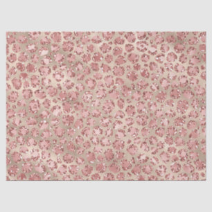 Gold Blush Pink Glitzy Glitter Leopard Print Tissue Paper