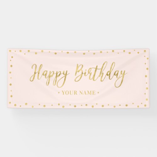 Gold  Blush Pink Happy Birthday Party Banner