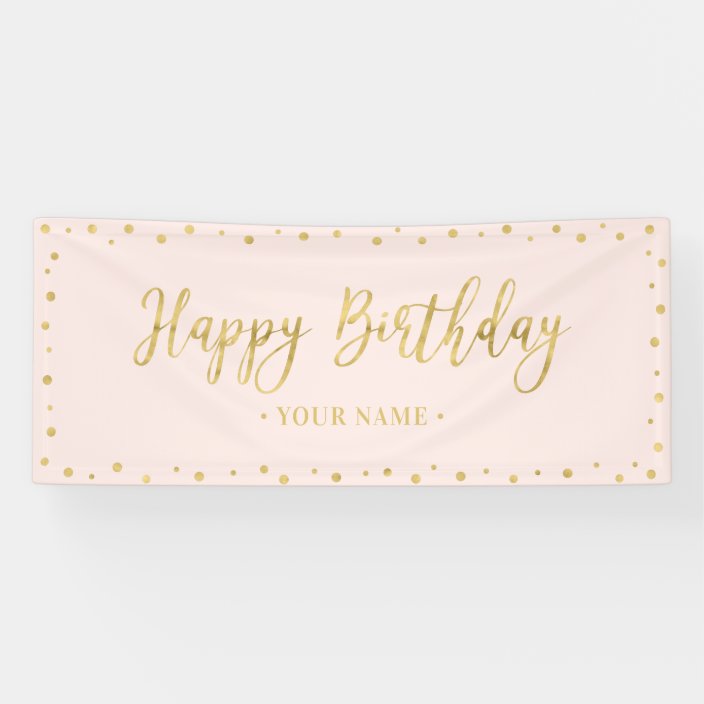 Gold & Blush Pink Happy Birthday Party Banner | Zazzle.com