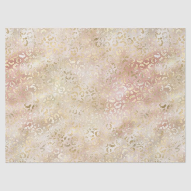 Gold Blush Pink Leopard Tissue Paper (Front)
