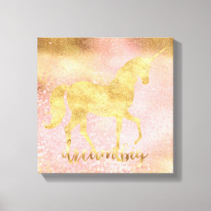Gold Blush Pink Magical Unicorn Canvas Print