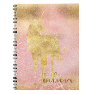 Gold Blush Pink Magical Unicorn Notebook