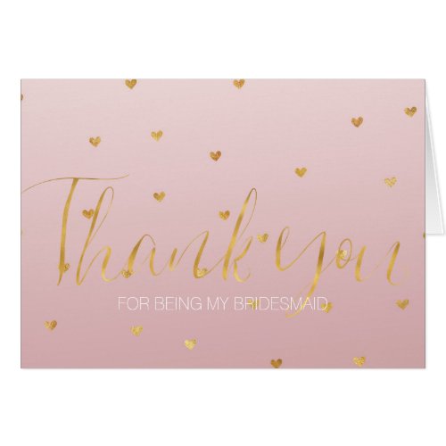 Gold Blush Pink Ombre Hearts Bridesmaid