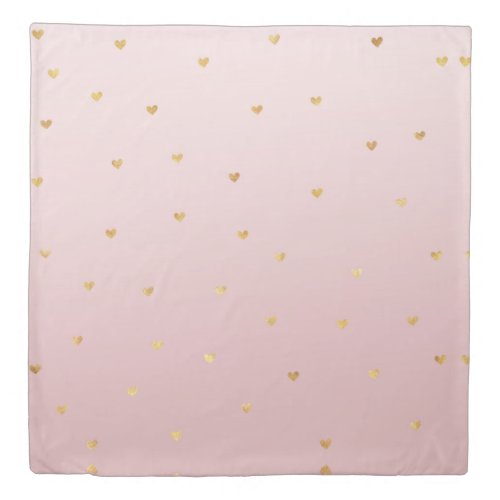 Gold Blush Pink Ombre Hearts Duvet Cover