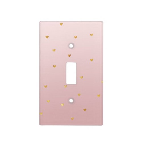 Gold Blush Pink Ombre Hearts Light Switch Cover