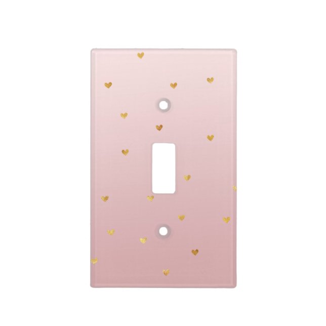 Gold Blush Pink Ombre Hearts Light Switch Cover (Front)
